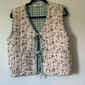 Floral Quilted Vest with Tie Closure-ALTAR’D state